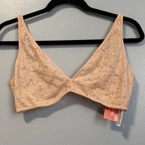 State of Day Nude Blush Stretch Lace Bralette Bra NEW Large